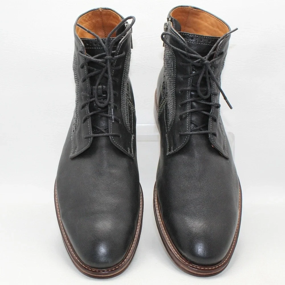 Johnston & Murphy Mens Black Leather Herringbone Dress Boots 20-3951 Size 10M